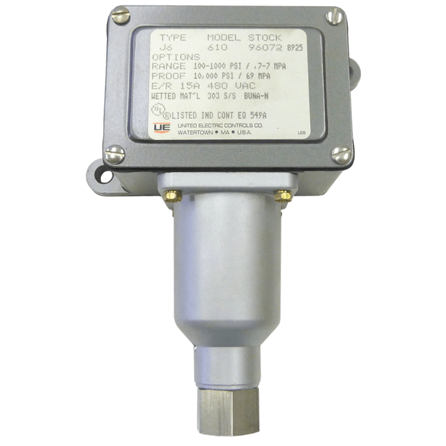 United Electric Pressure Switch, J6 Series Type J6 Models 610 to 614